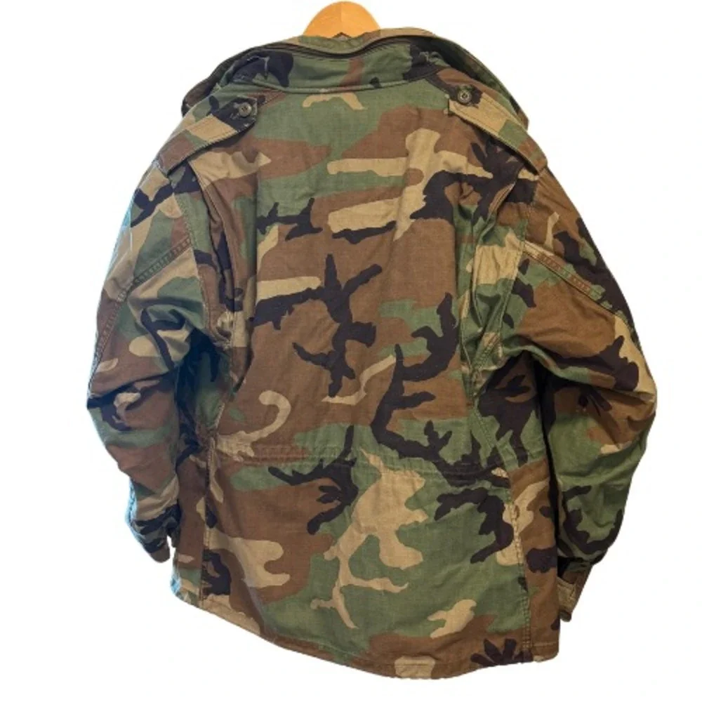 USGI‎ M65 Field Jacket Woodland Camo Prepper Vintage Liner Hood Mens M